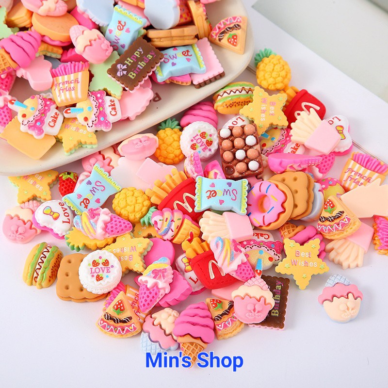Set 100 charm kem, bánh siêu dễ thương