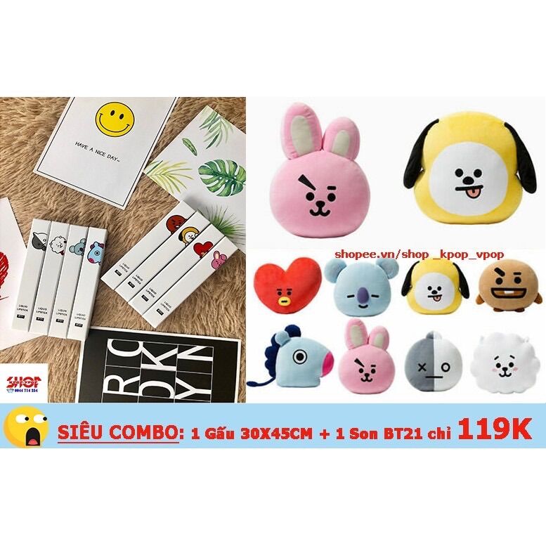 Combo Gấu BT21 + Son BT21 chất lượng chỉ 119k