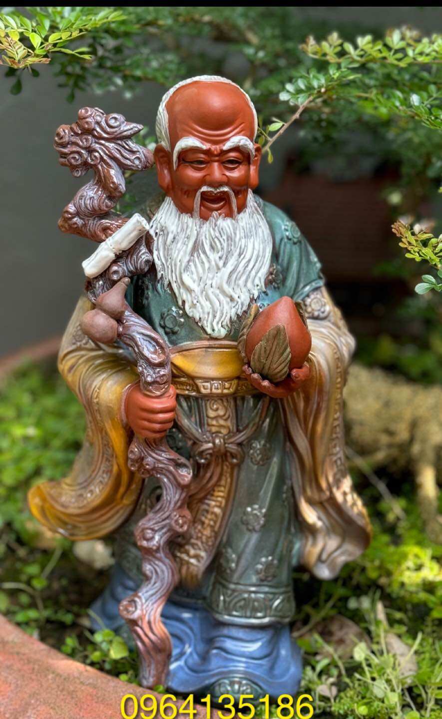 Tượng Thọ Tiên men rạn h32cm gốm sứ Bát Tràng