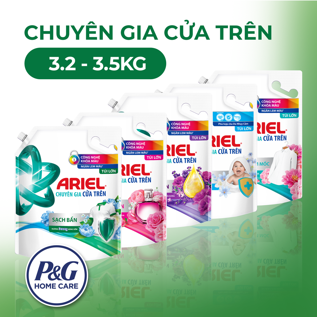 [MUA 1 TẶNG 1] Nước Giặt ARIEL Matic Cửa Trên Sạch Sâu Nắng Mai 3.5kg + Nước Xả Vải DOWNY Túi 750ml/800ml