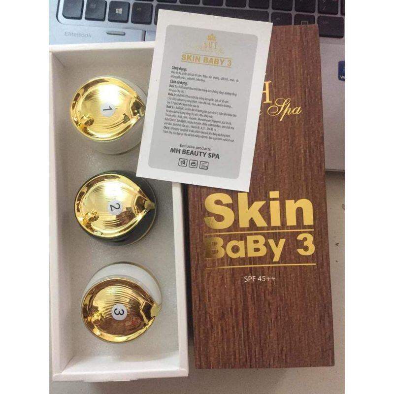 VUA NÁM SKIN BABY 3 SPF 45++ MH BEAUTY. Hỗ trợ Giảm sắc tố nám, thâm, tàn nhang. Giảm mụn, đồi mồi. Se khít lỗ chân lông. Làm da đều màu. HSD 3 năm-Nari Beauty Spa