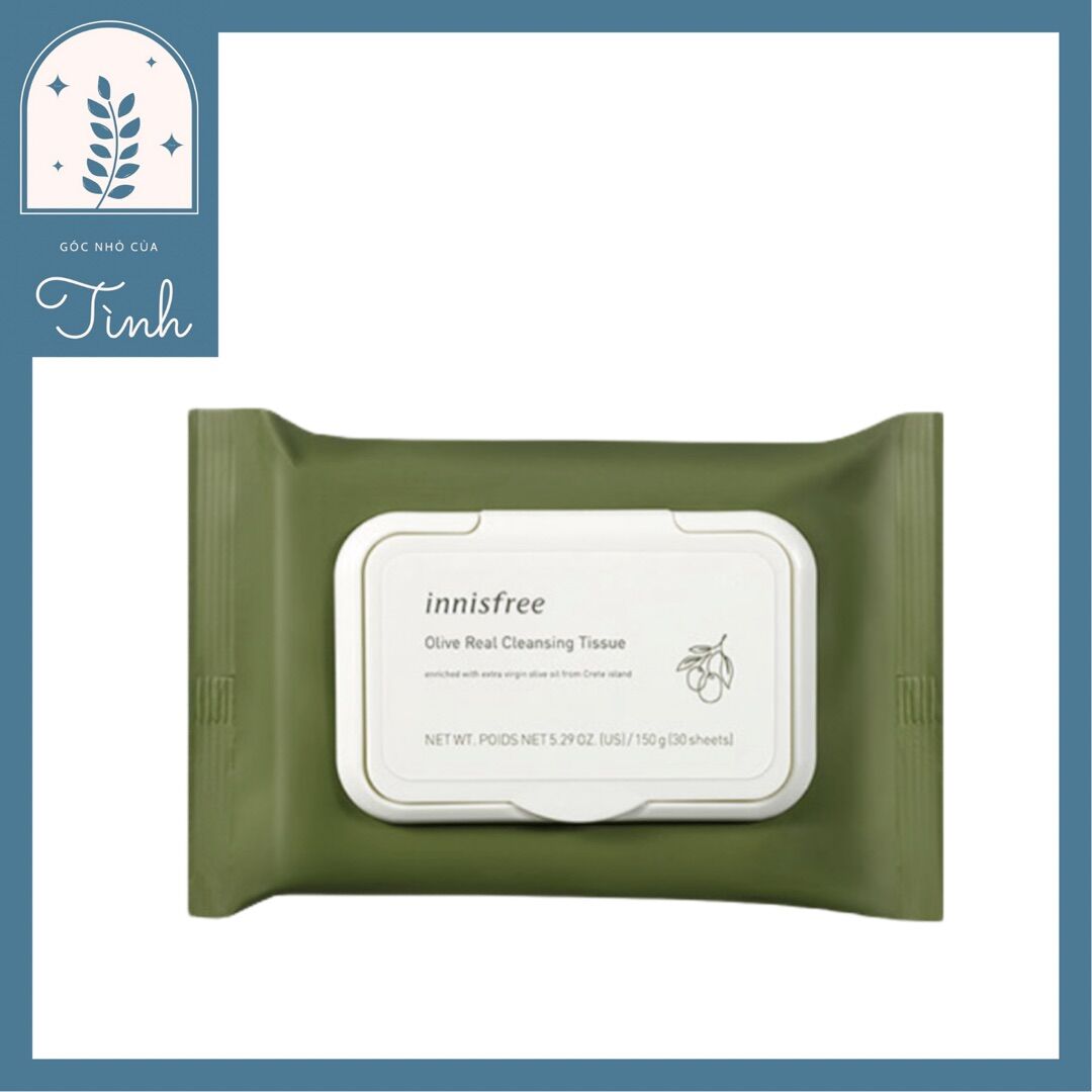 Khăn ướt tẩy trang từ olive innisfree olive real cleansing tissue 150g 30 miếng