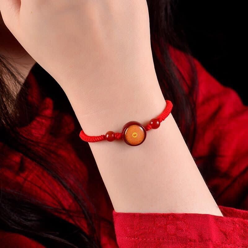 VÒNG TAY CHÚ LĂNG NGHIÊM CHỈ ĐỎ ĐÁ CHU SA