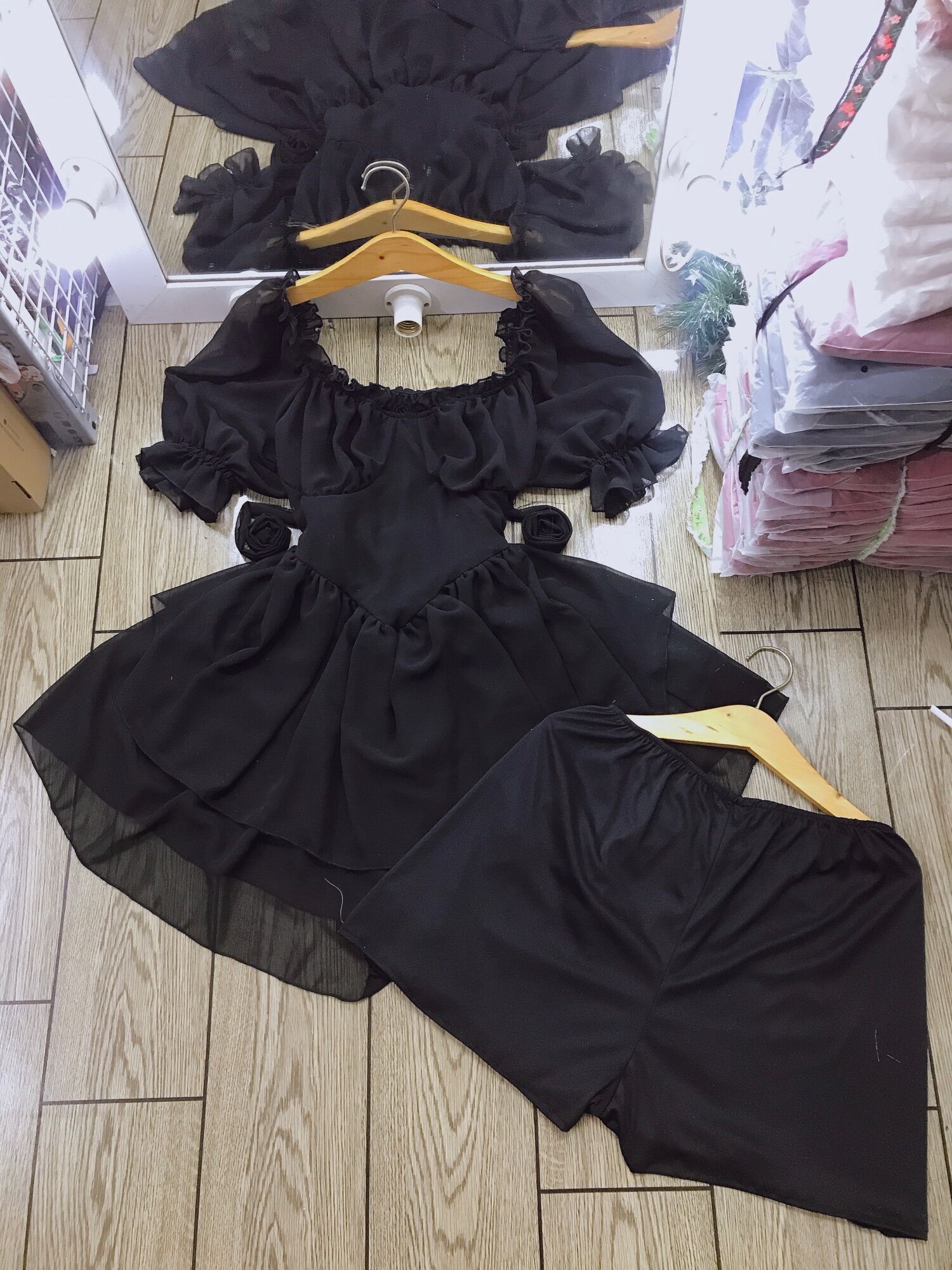 [Bigsize 60-85kg] Đầm cúp ngực tay ngắn (kèm 1 lót quần rời y hình)