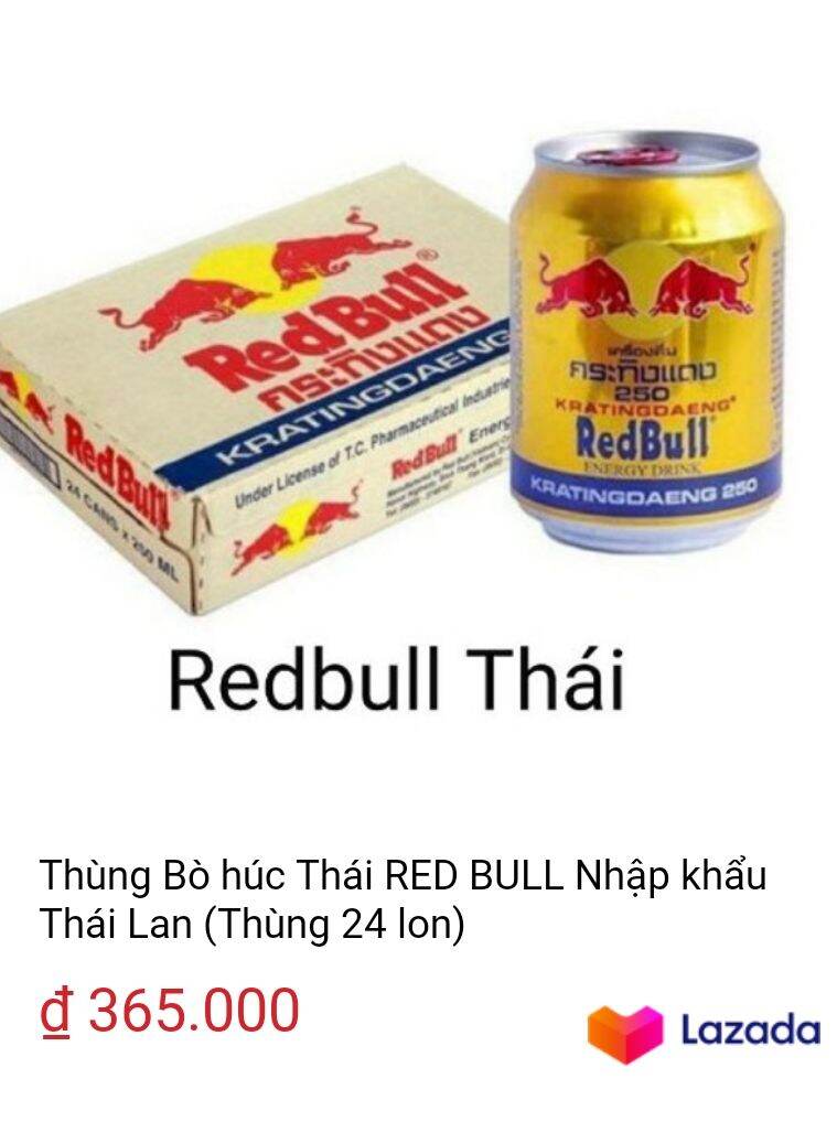 1thùng Bò Húc REDBULL Thái Lan, hàng chính hãng (1thùng 24 Lon 1Lon 250ml)