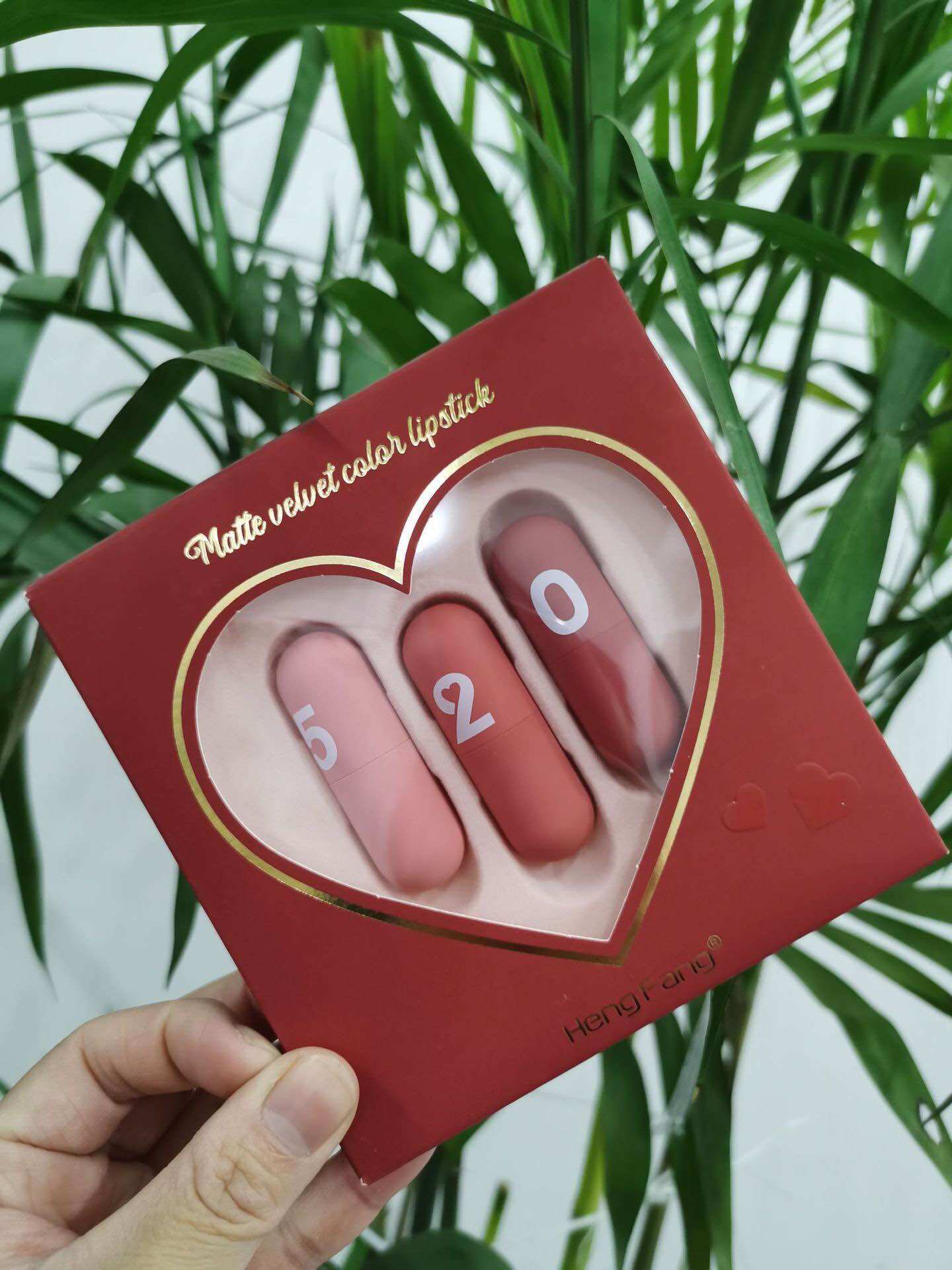 Set Son nội địa trung HengFang 520 Matte Velvet Color Lip Glaze 3 Cây