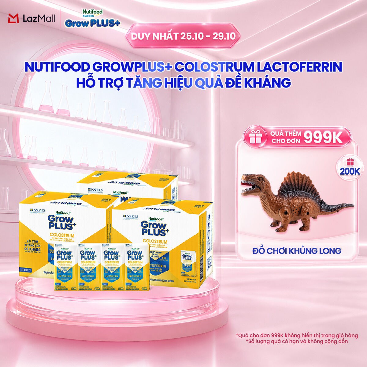 Combo 3 Thùng 24 hộp Sữa bột pha sẵn Nutifood Sweden GrowPLUS+ Colostrum Lactoferrin 110ml