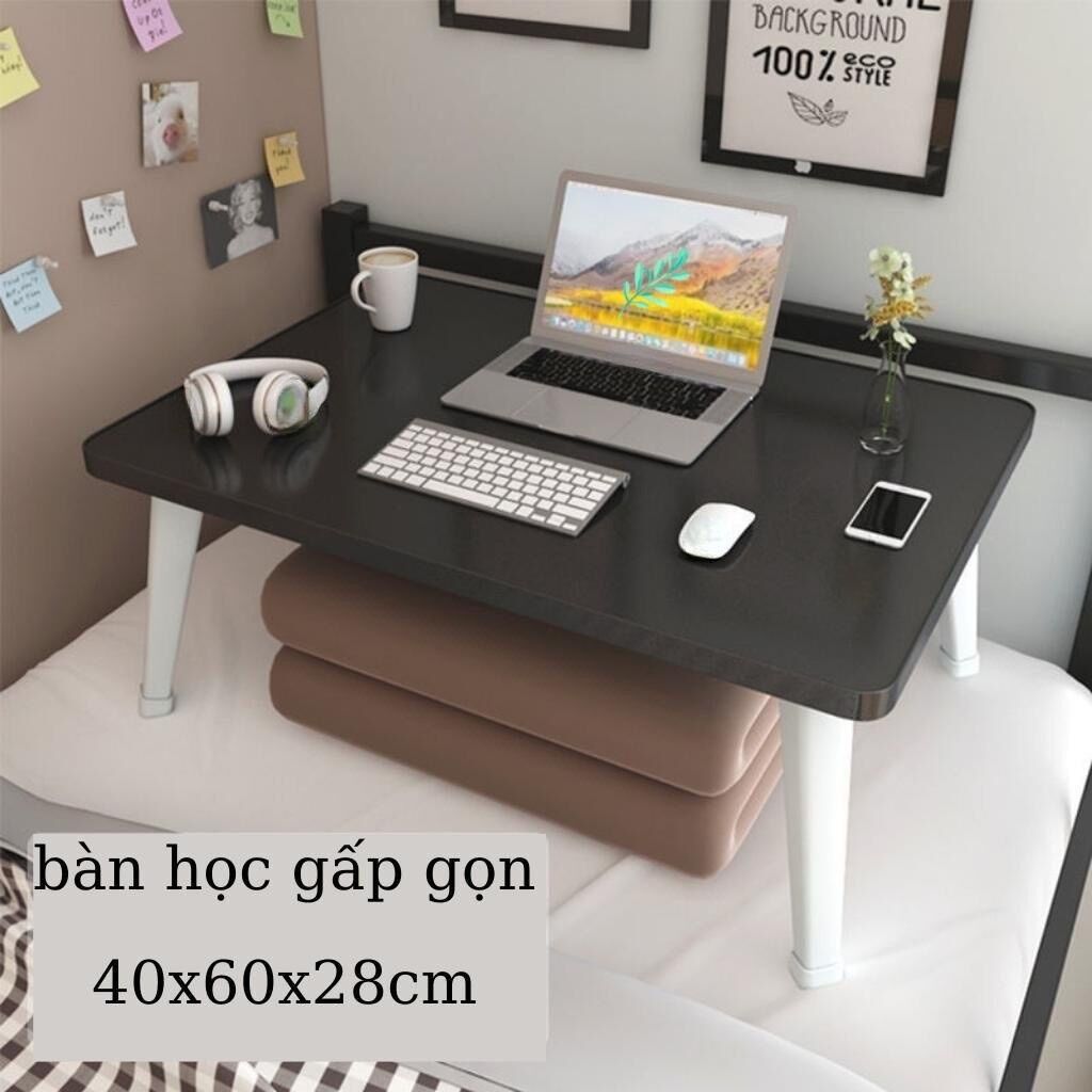 Bàn học gấp gọn ngồi bệt, dùng cho học sinh, sinh viên, để laptop làm việc. bàn chân nhựa cứng 40x60cm mặt gỗ mdf