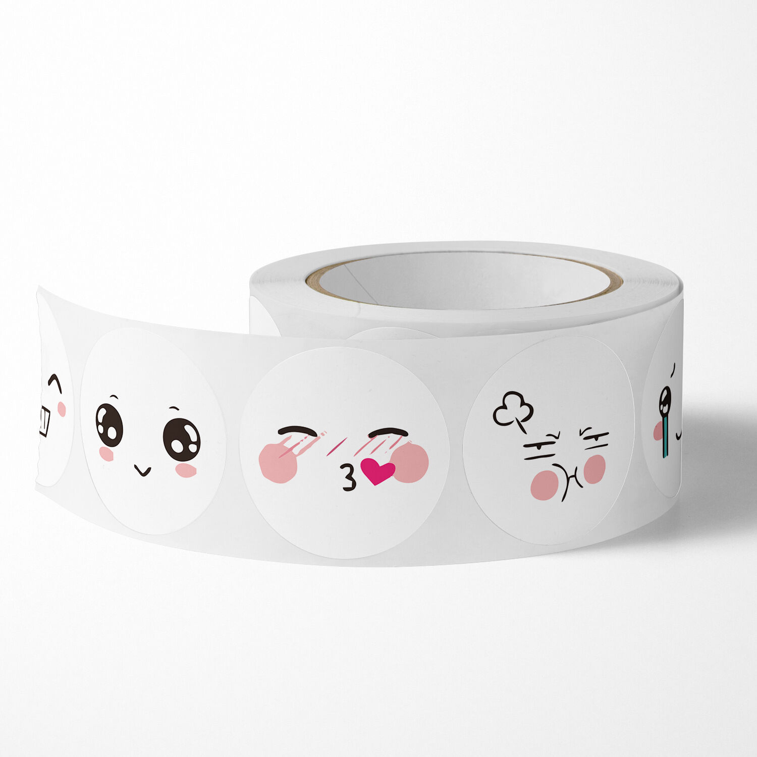 Cuộn 500 tem sticker hình dán tròn emoji cảm xúc