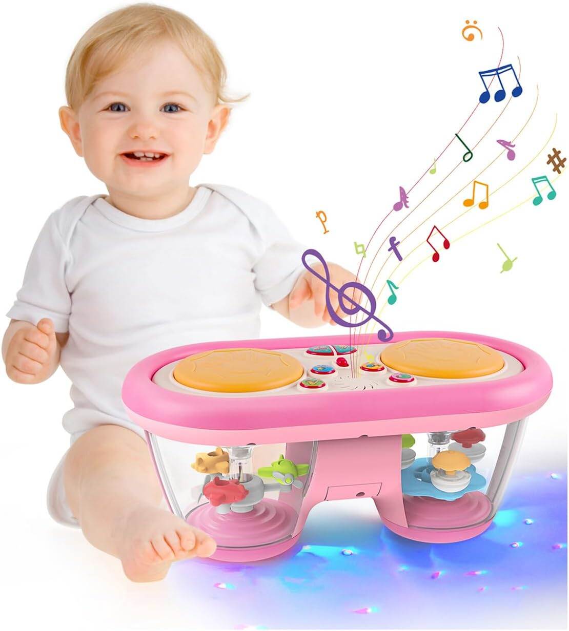 Đồ Chơi Âm Nhạc Đa Chức Năng Cho Trẻ Em Trống Điện Tử Chơi Bằng Tay Có Đèn Nhấp Nháy & Hiệu Ứng Âm Thanh Để Bé Chơi Phát Triển Vận Động