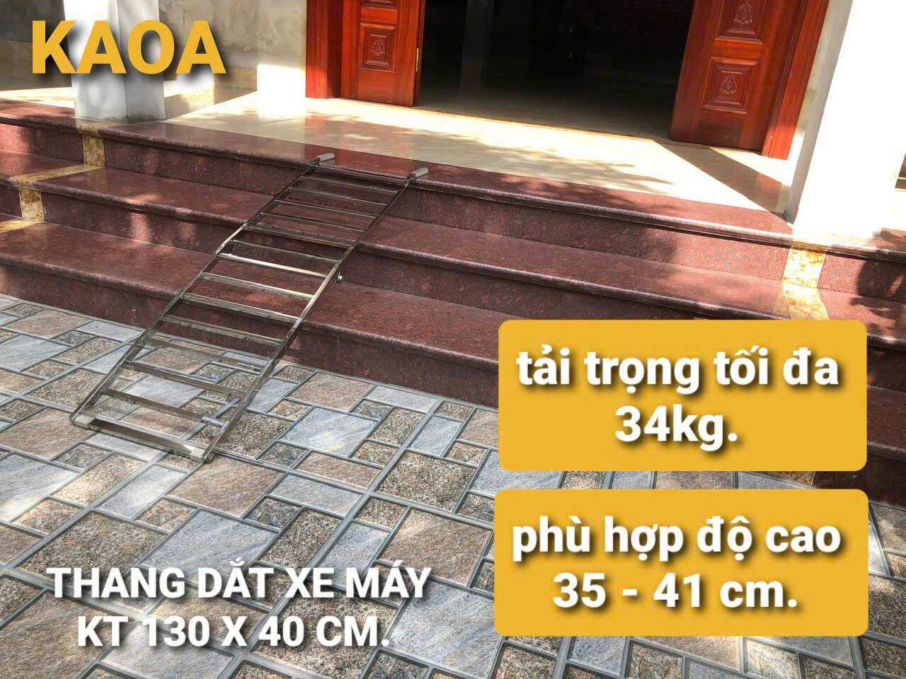 Thang dắt xe máy inox. kt 130×40 cm