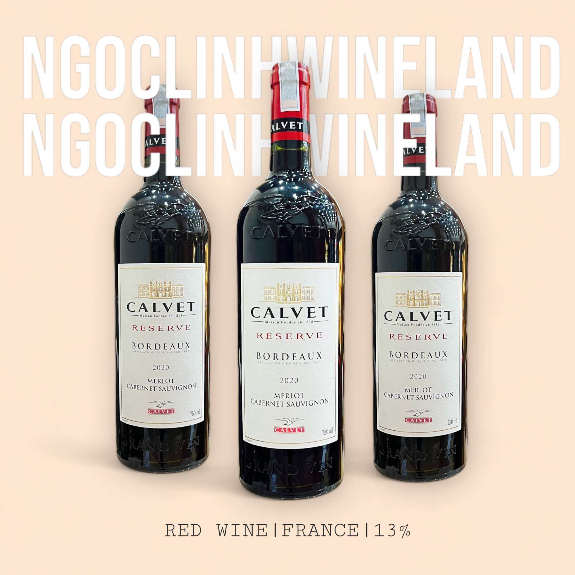 Rượu vang đỏ Calvet Reserve Merlot Cabernet Alc 13% 750ml