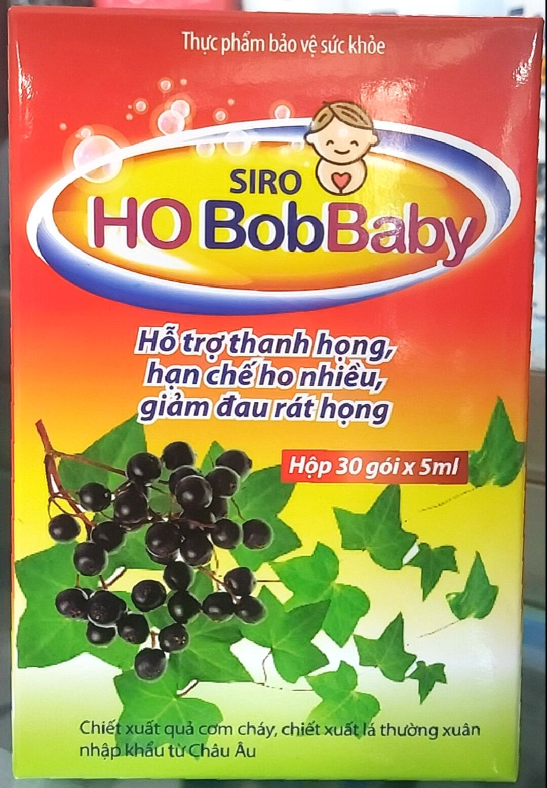 Siro Ho BobBaby hỗ trợ giảm ho, đau rát họng hộp 30 gói x 5ml