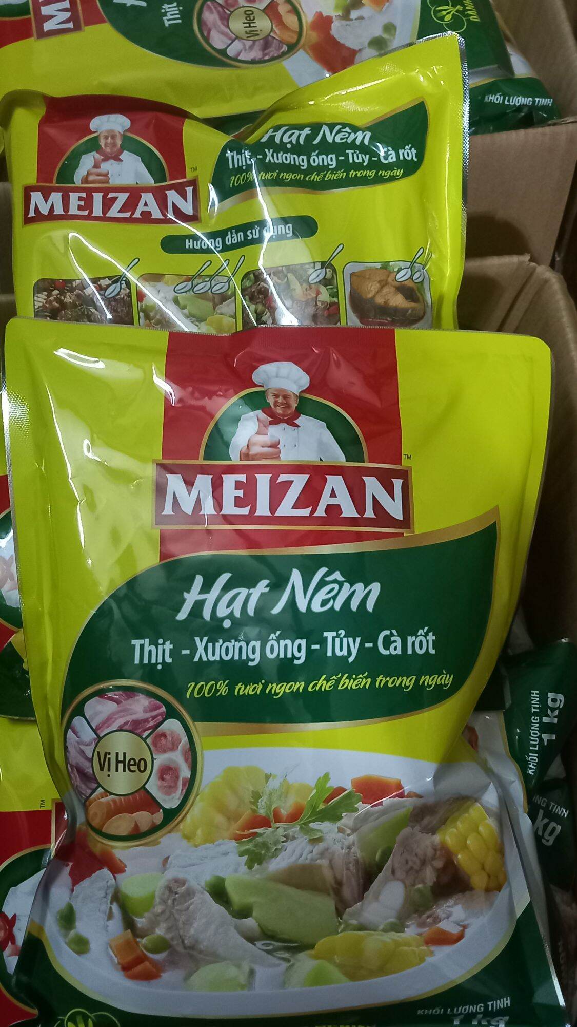 Hạt nêm Meizan thịt heo 1kg, date 12 2023