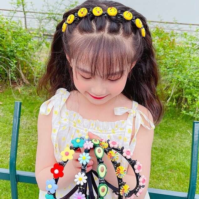 Bờm tóc đính hoa quả có kẹp cho bé gái kiểu mới
