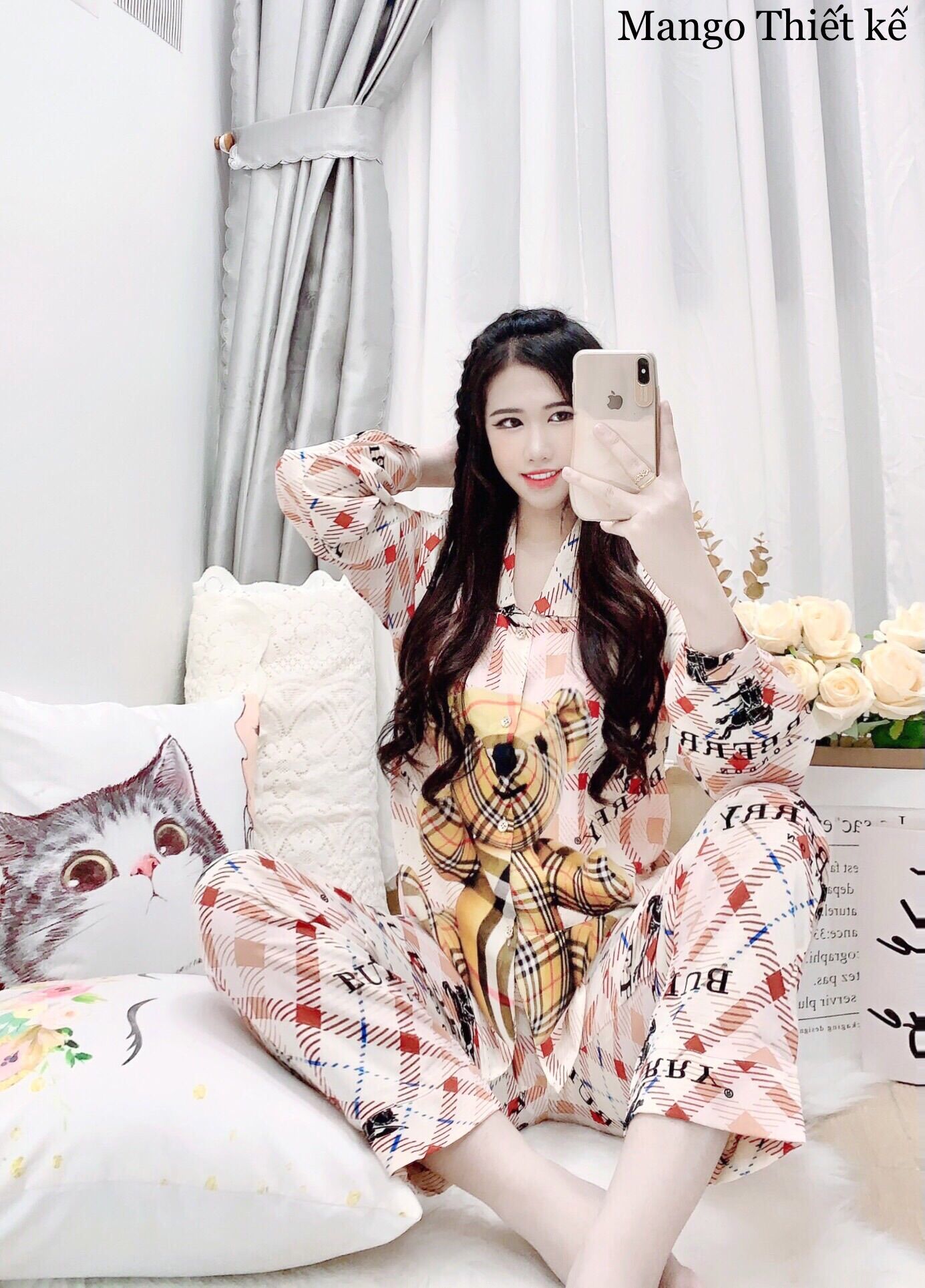 Bộ Lụa Mango Thiết Kế Tay Dài Quần Dài size dưới 60kg