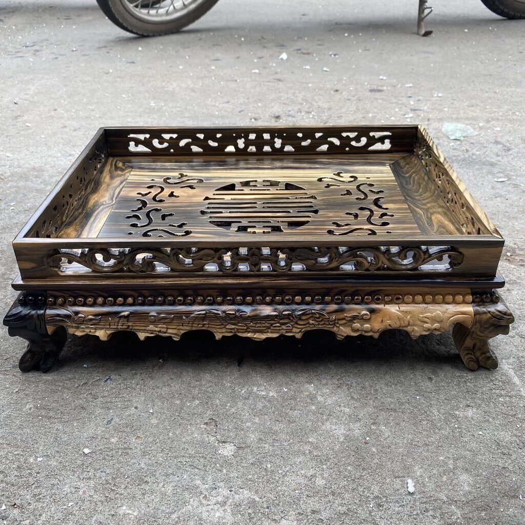 Khay trà chân quỳ gỗ mun cao cấp 45x35cm