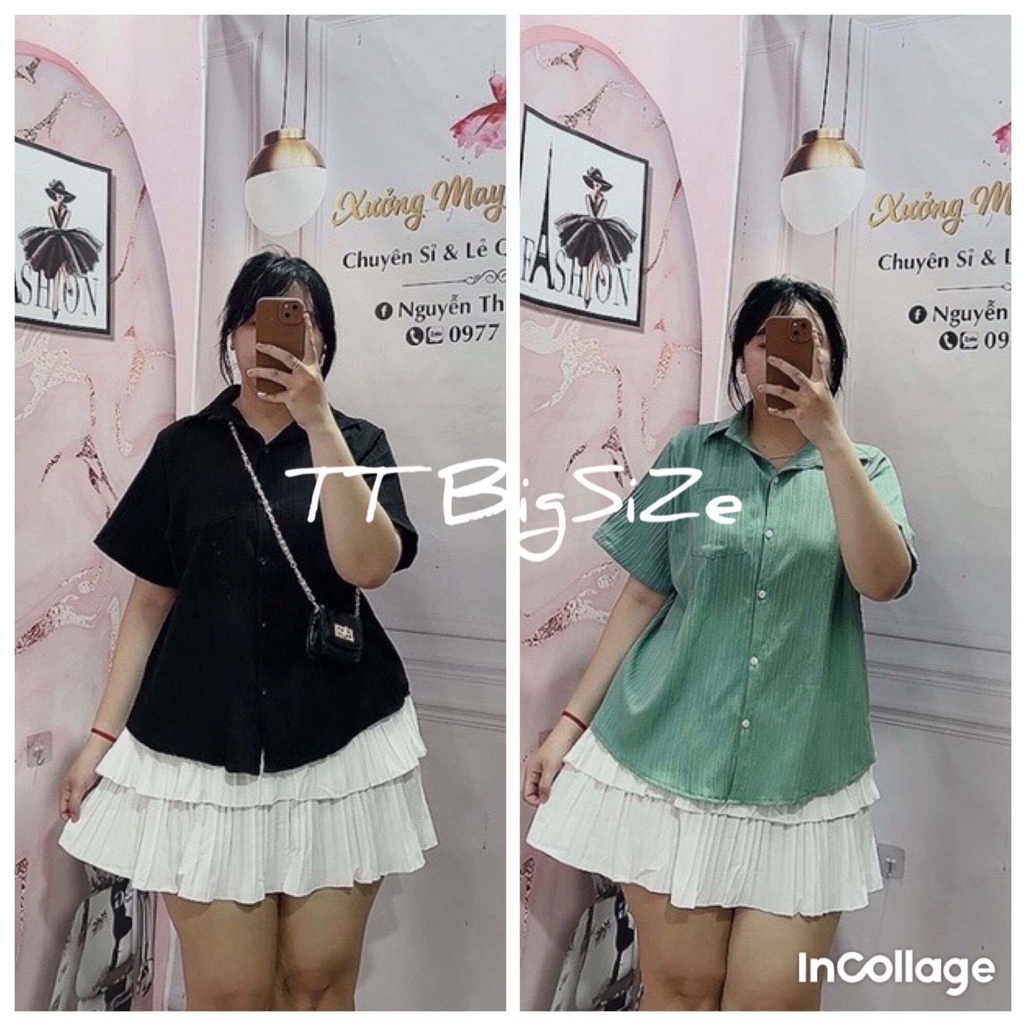 Áo sơ mi gân hót hít bigsize nữ 68kg đến 95kg
