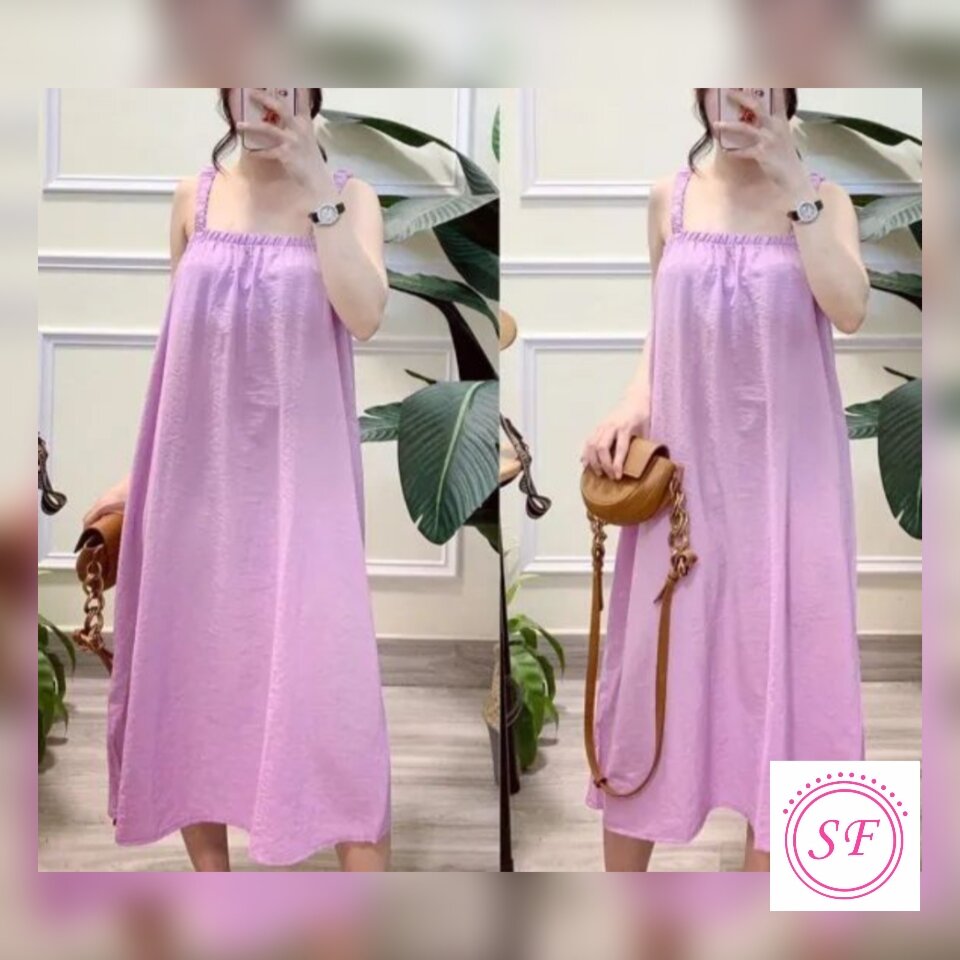 Đầm maxi 2 dây dáng suông - đầm bầu