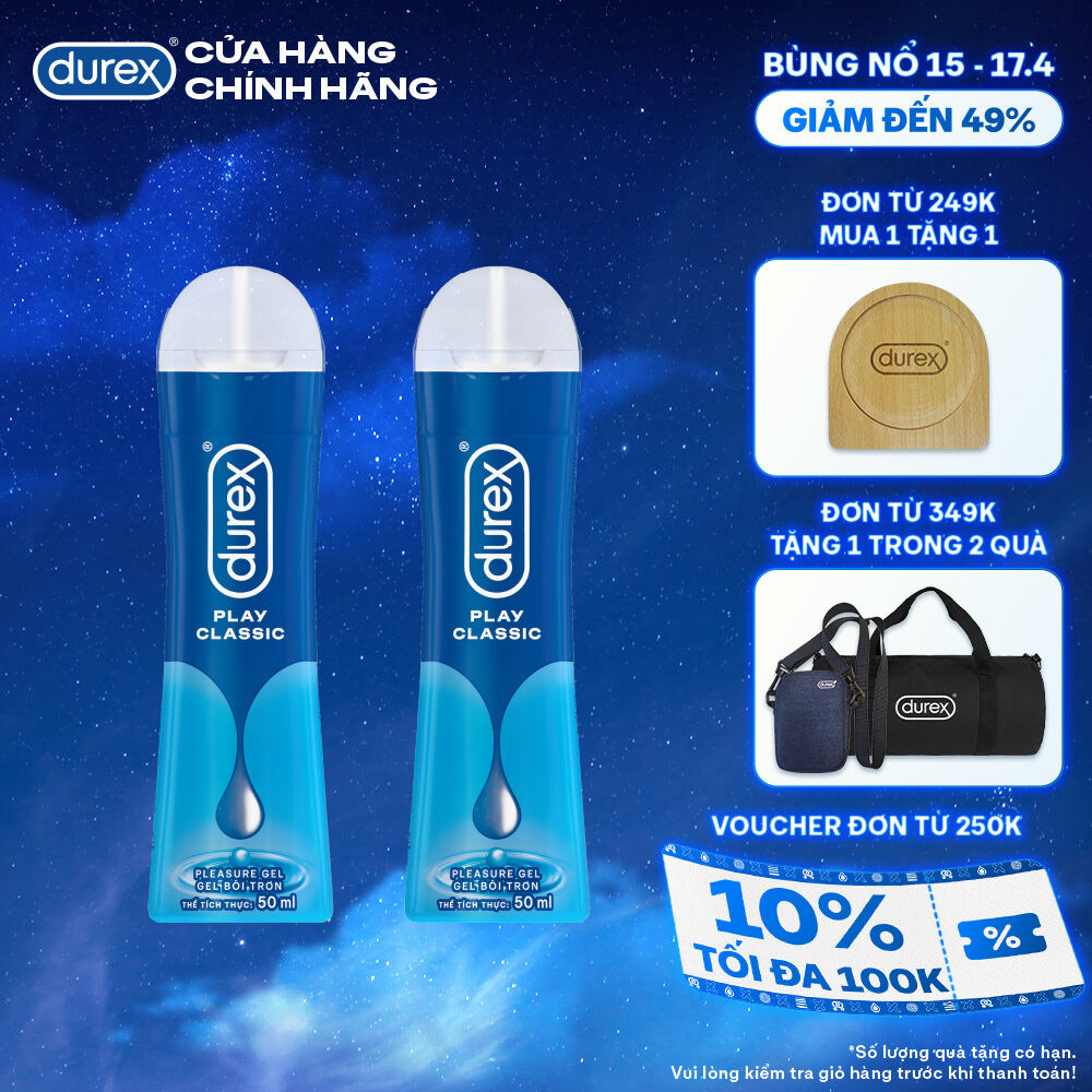 [15-17.4 - Mua 1 tặng 2 - Voucher đến 20k] Bộ 2 chai gel bôi trơn DUREX PLAY CLASSIC thuần gốc nước 50ML/chai