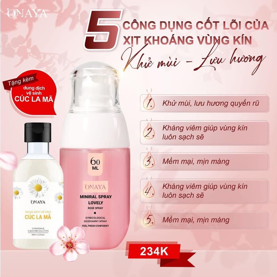 {MUA 1 Tặng 1} Xịt khoáng vùng kín ONAYA[CAM KẾT HÀNG CHÍNH HÃNG 100%]