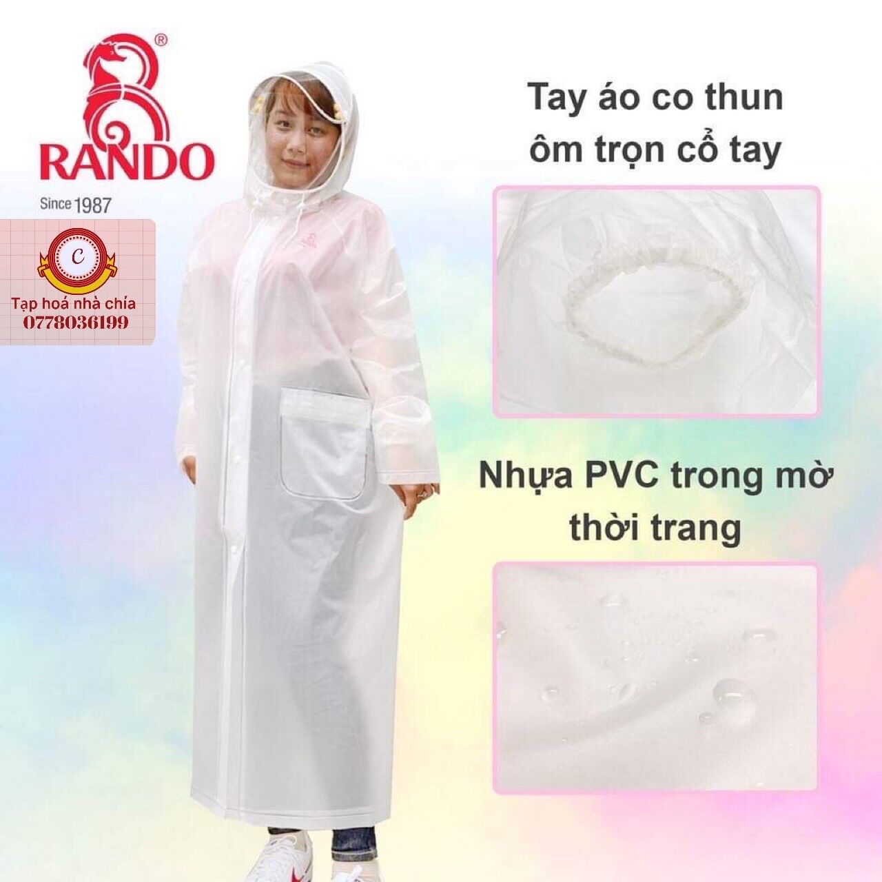 Áo mưa dây kéo trong chống giọt bắn cao cấp rando
