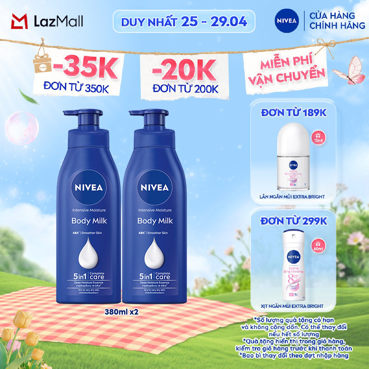 Bộ 2 Sữa Dưỡng Thể NIVEA Dưỡng Ẩm Chuyên Sâu Vitamin E (380 ml) - 98940x2