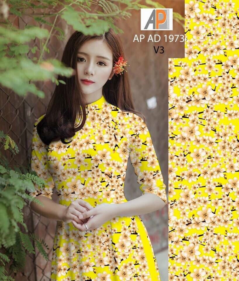 Vải áo dài in hoa đều thân áo
