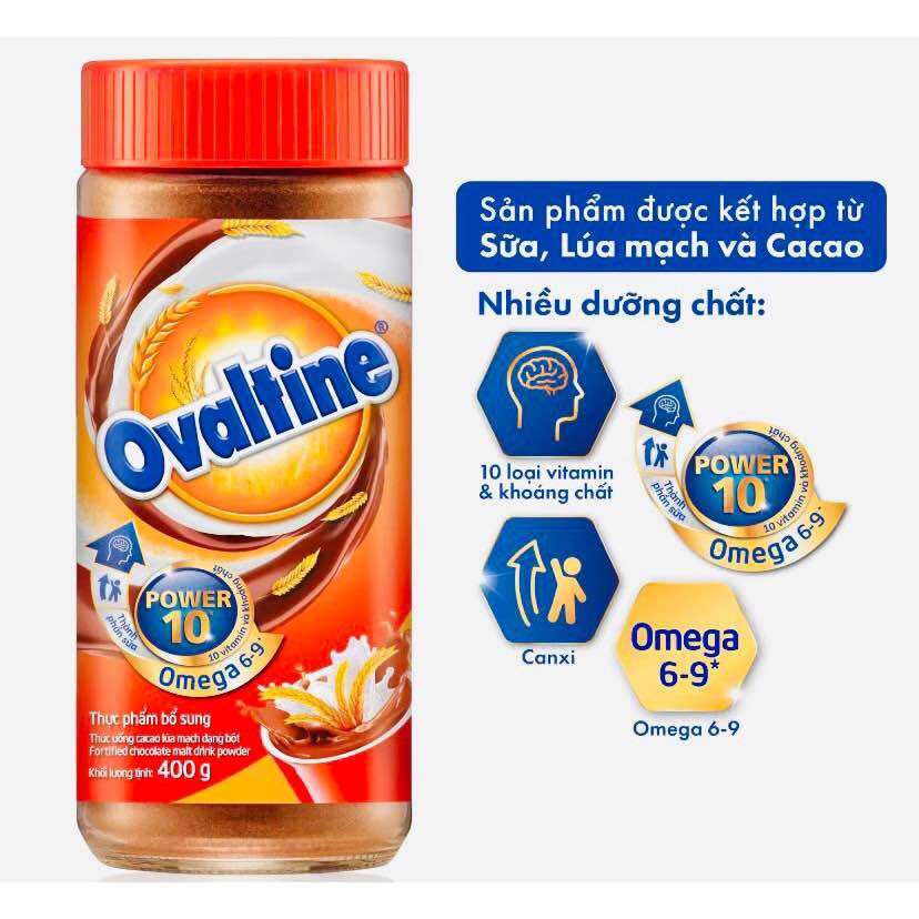 Bột cacao lúa mạch ovaltine - hũ 400g date 10/2025