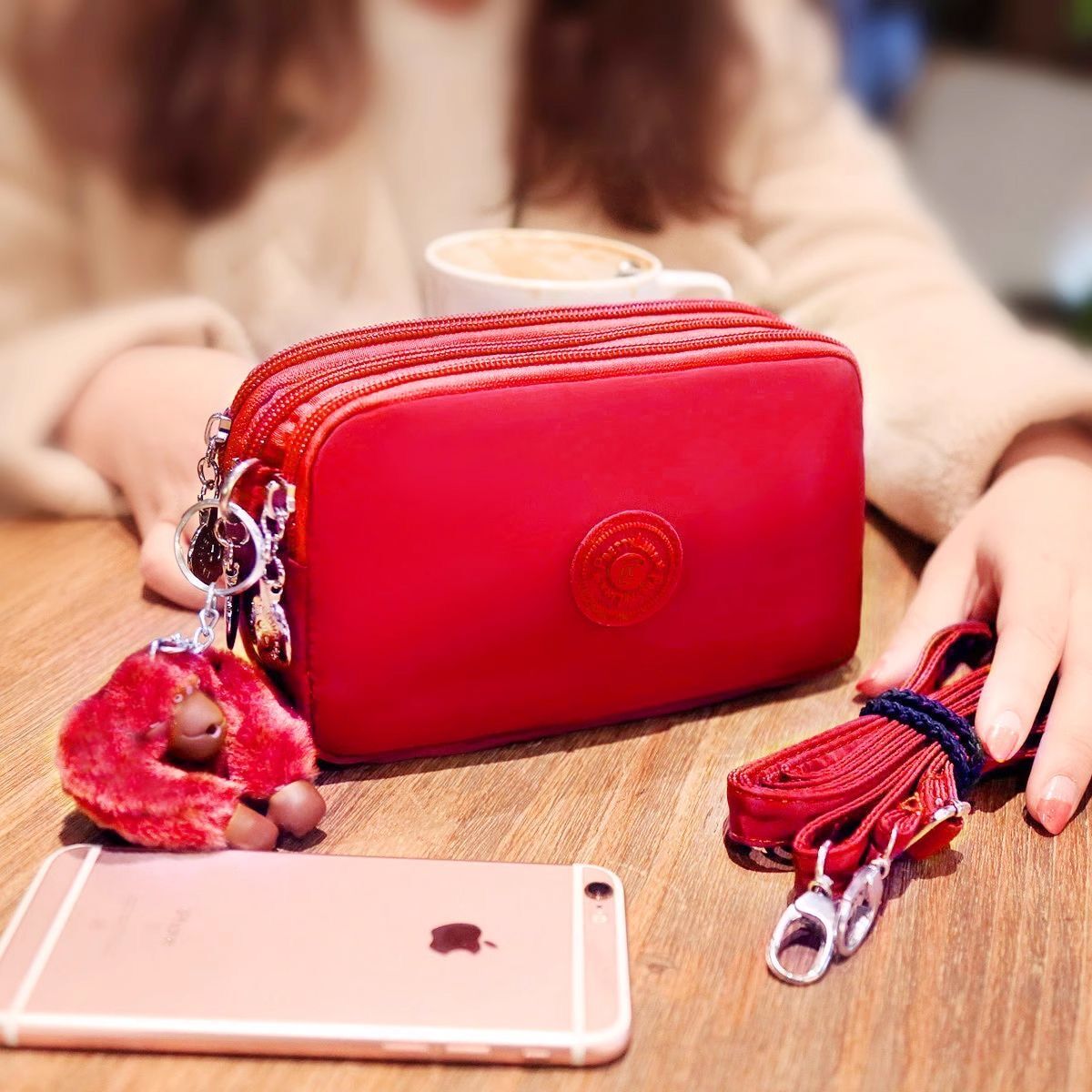 New Long Wallet Women's Zip One Shoulder Crossbody Small Bag Nylon Clutch Big Screen Mobile Phone Bag Coin Purse Fashion