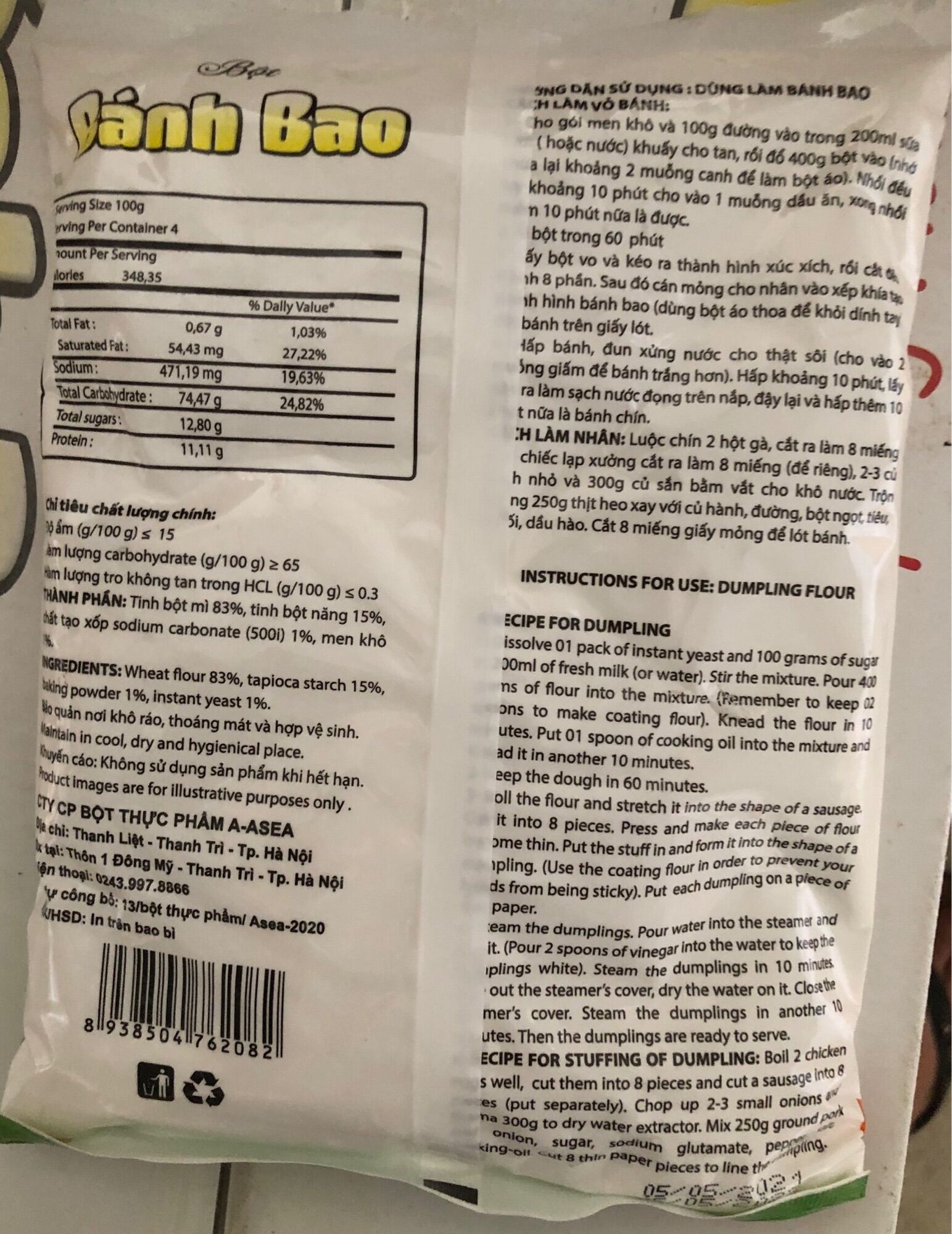 [CÓ SẴN MEN] Bột Bánh Bao Gói 400g
