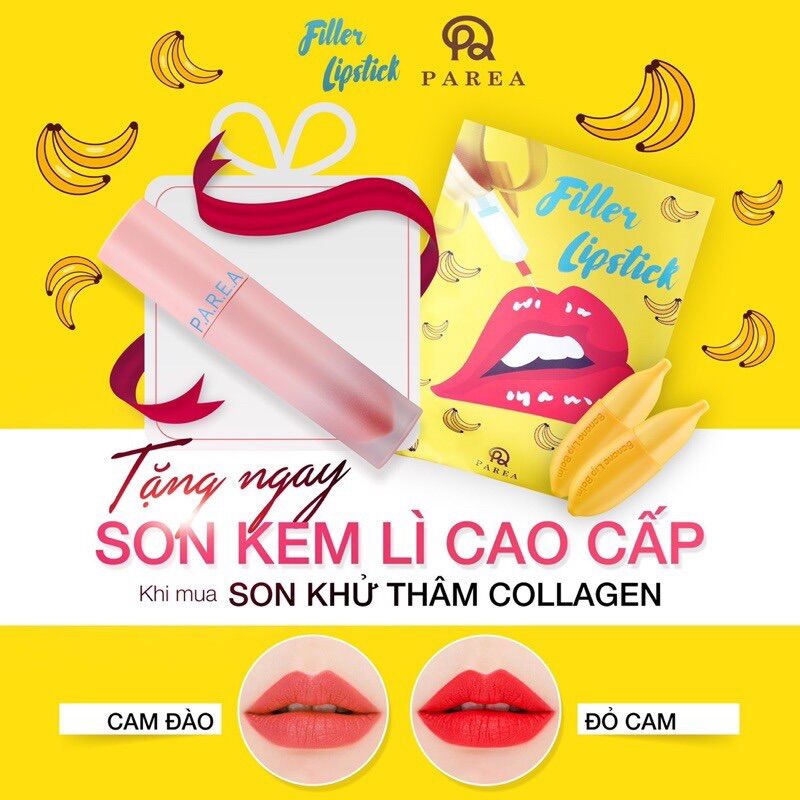 Son Chuối Filler Lipstick + son lì cam đất