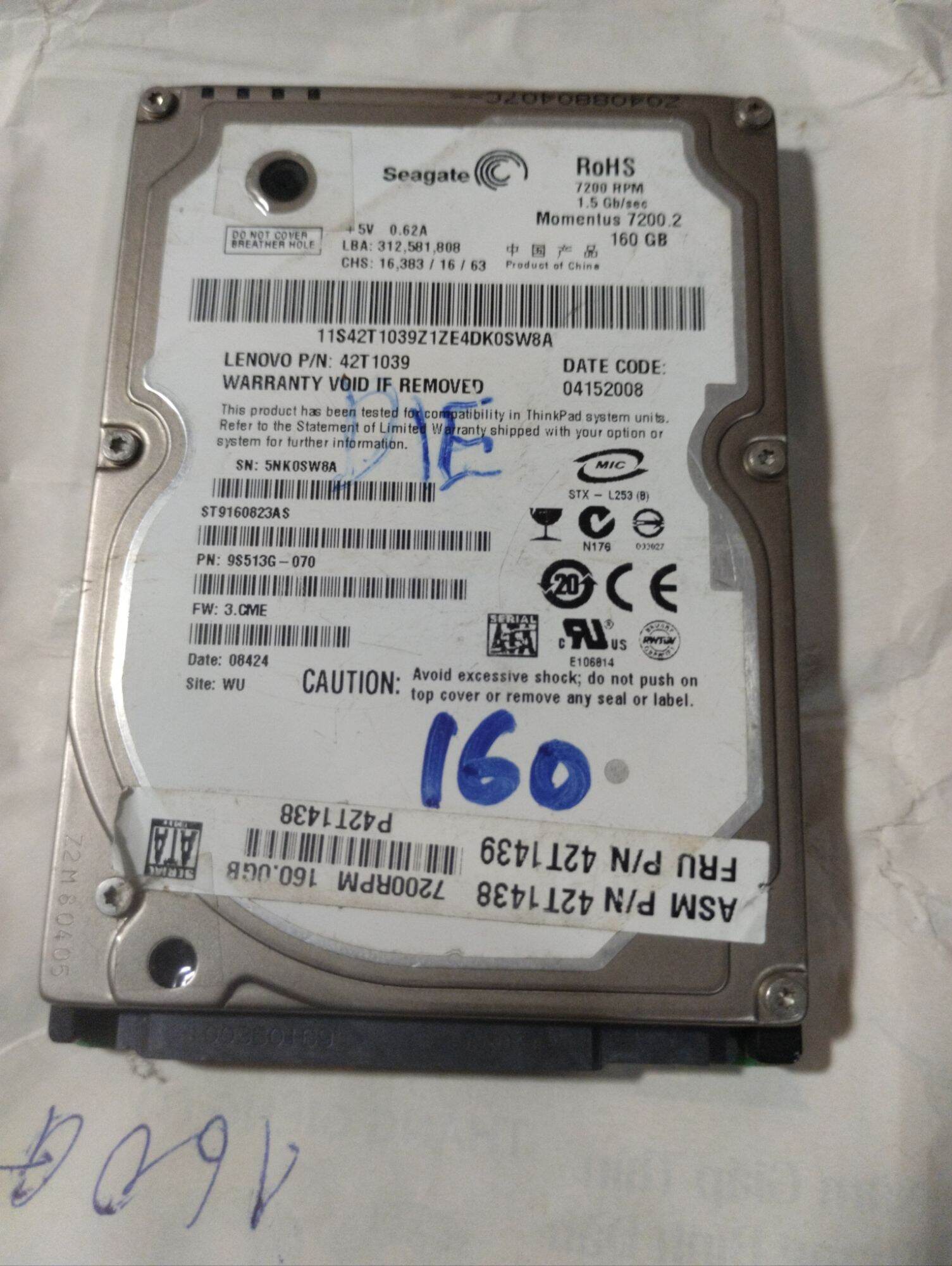Ổ cứng laptop cũ tháo máy 160g