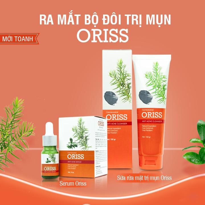 Bộ Đôi Trị Mụn Oriss - Sữa Rửa Mặt Oriss 100G - Serum Đánh Bay Mụn 10Ml