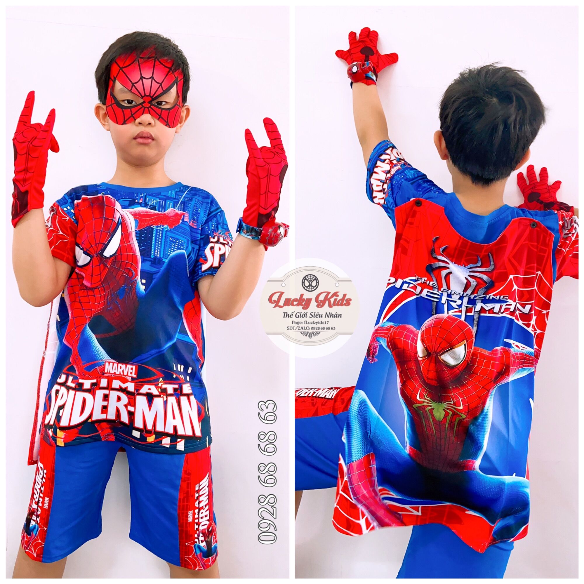 ❤️ có găng tay ❤️ bộ quần áo siêu nhên nhện comic in hình 3d samkids