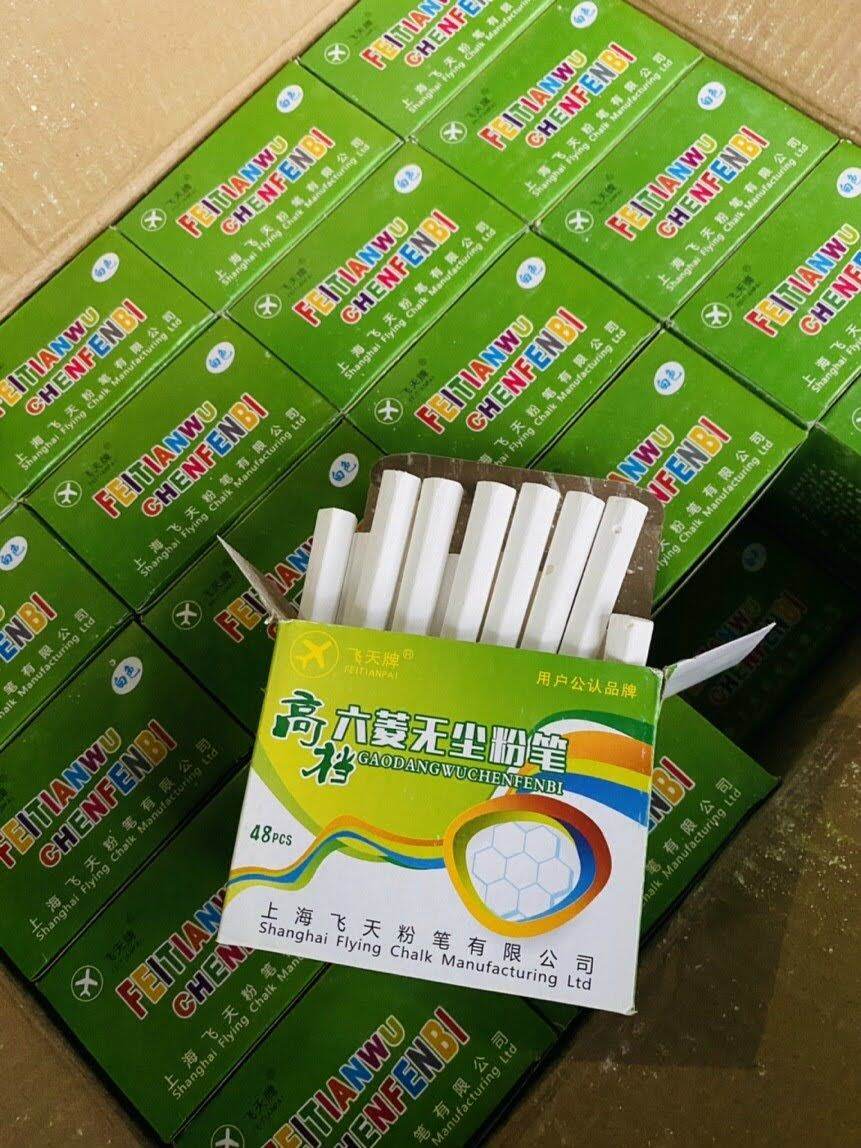 Phấn lục giác màu và phấn trắng màu 1hôp50 viên phấn trắng 48vien