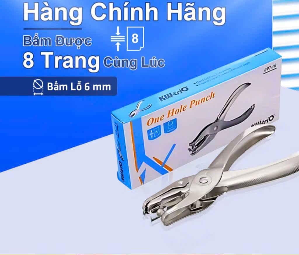 Kìm bánh lỗ công ty chính hãngBấm Lỗ Giấy KW-TriO Kìm Bấm Lỗ Tròn 6mm Chất Liệu Thép Cứng Bền Bỉ Không Gỉ Bấm Tối Đa 8 Tờ
