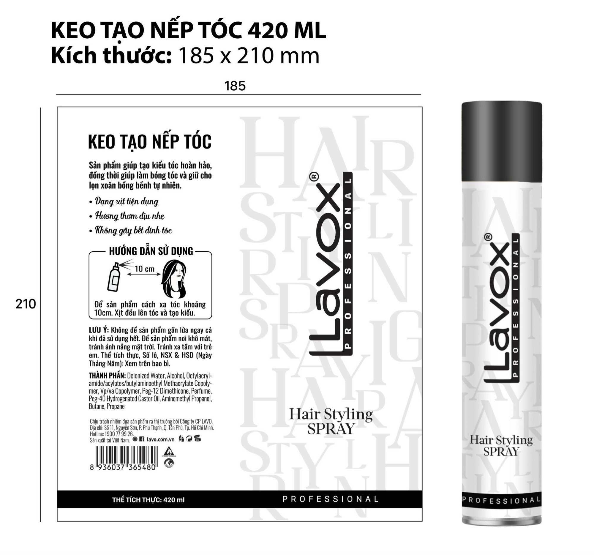Keo Xịt Tóc Tạo Nếp Lavox 420ml