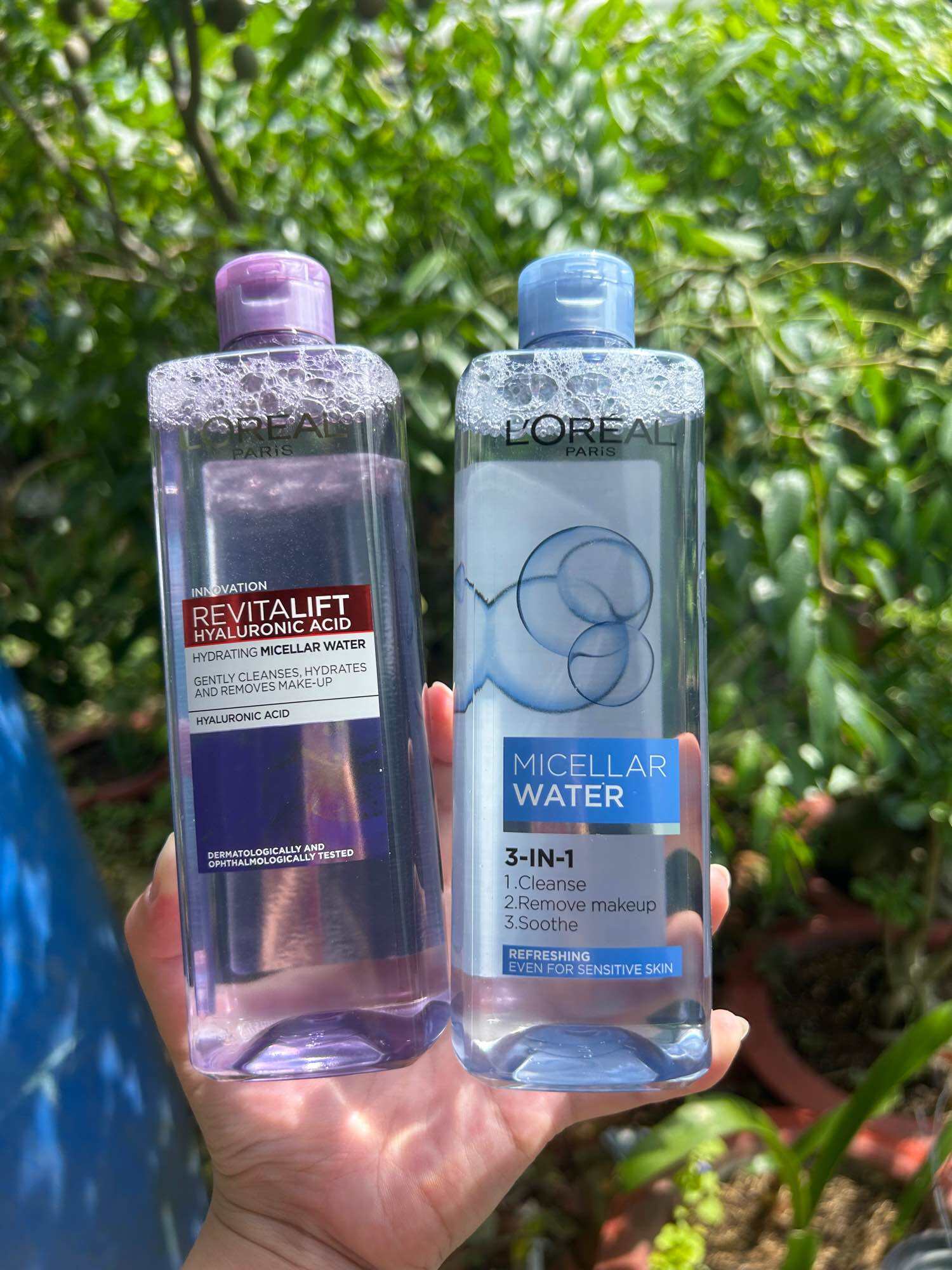 Tẩy trang LOREAL nắp trắng, xanh nhạt, xanh đậm và tím 400ml