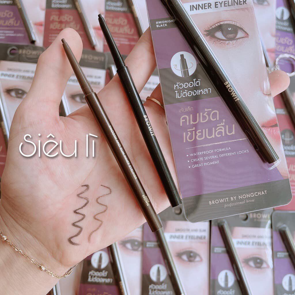 Chì kẻ mắt, chân mi trong Browit By Nongchat Smooth And Slim Inner Thái Lan sắc nét chống nước và mồ hôi