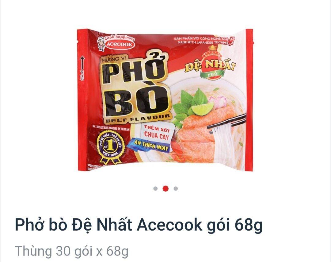 Thùng phở bò Đệ Nhất 68g x 30 gói