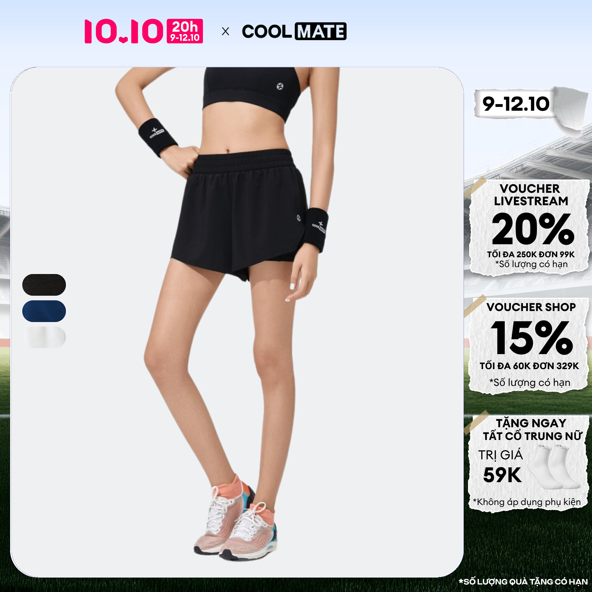 [CHỈ 20H 9-12.10 TẶNG TẤT CỔ TRUNG]Quần shorts nữ chạy bộ 2 lớp 3.5 inch Core Shorts siêu nhẹ, thoáng khí, nhanh khô - Coolmate Women