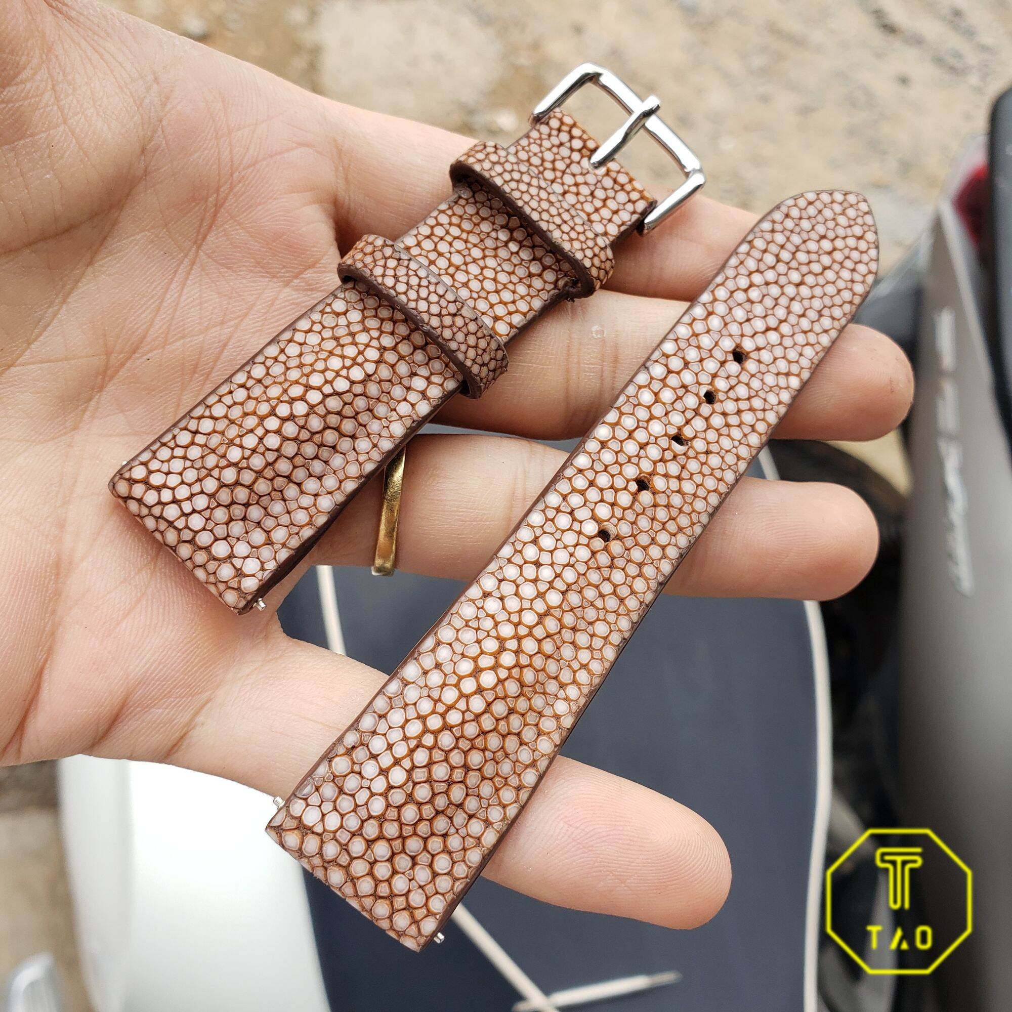 (Handmade) - Dây đồng hồ da cá đuối nhiều màu size 18-16