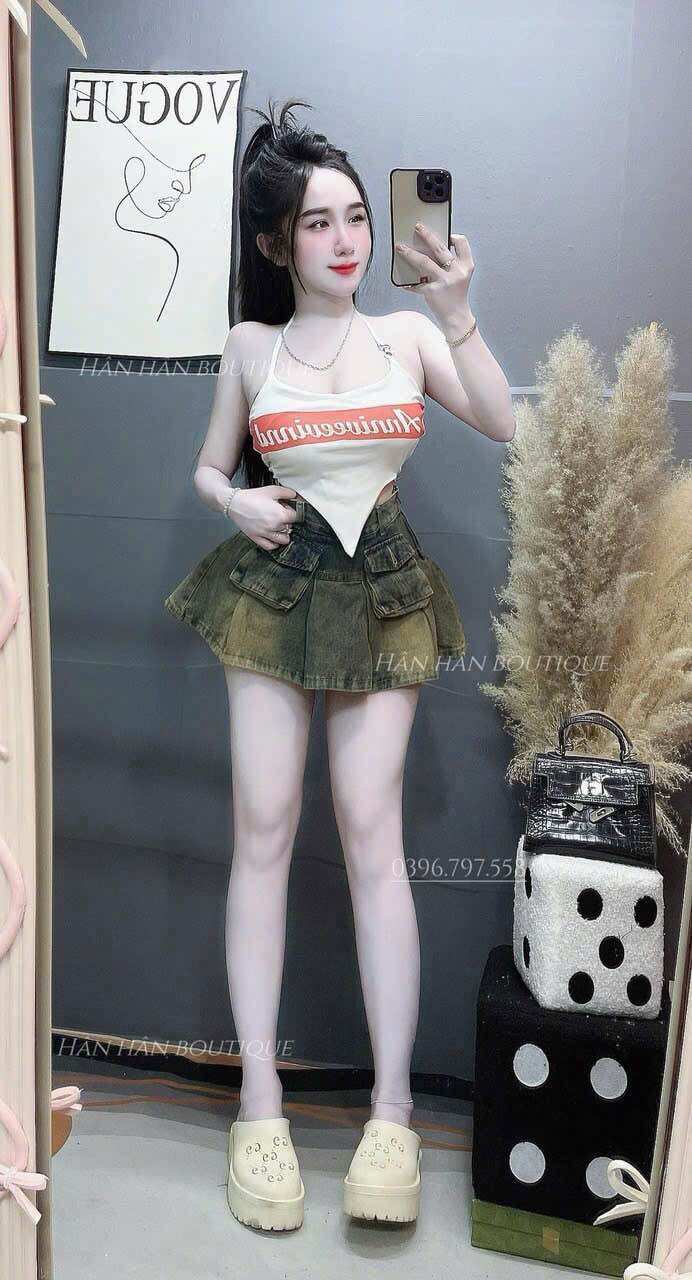 CHÂN VÁY JEAN XOÈ CAO CẤP (ảnh thật)