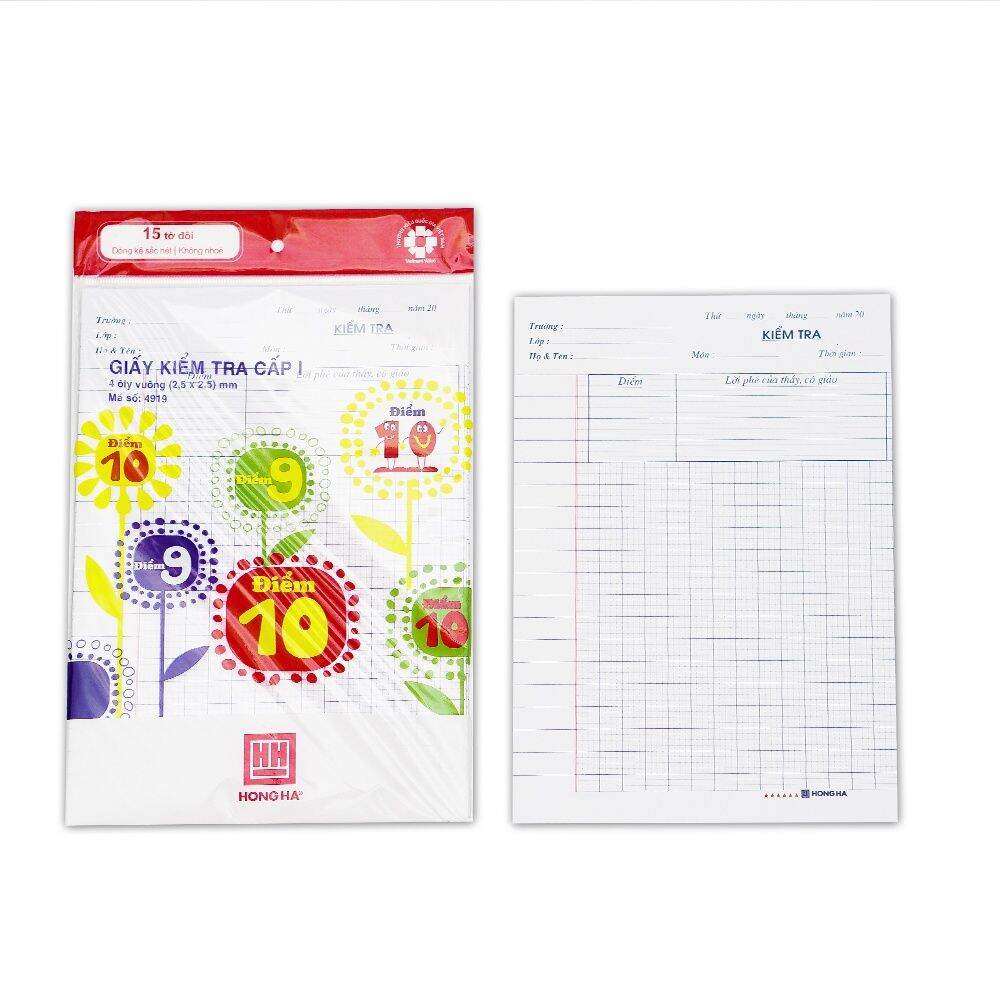 Giấy kiểm tra cấp 1 Hồng Hà
