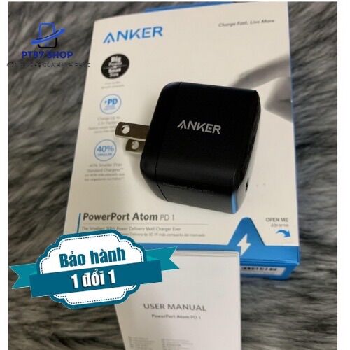 Cốc sạc anker powerport atom pd 1 cổng 30w - a2017 - củ sạc nhanh dành cho iphone/ samsung/ nexus/ ipad/ macbook air