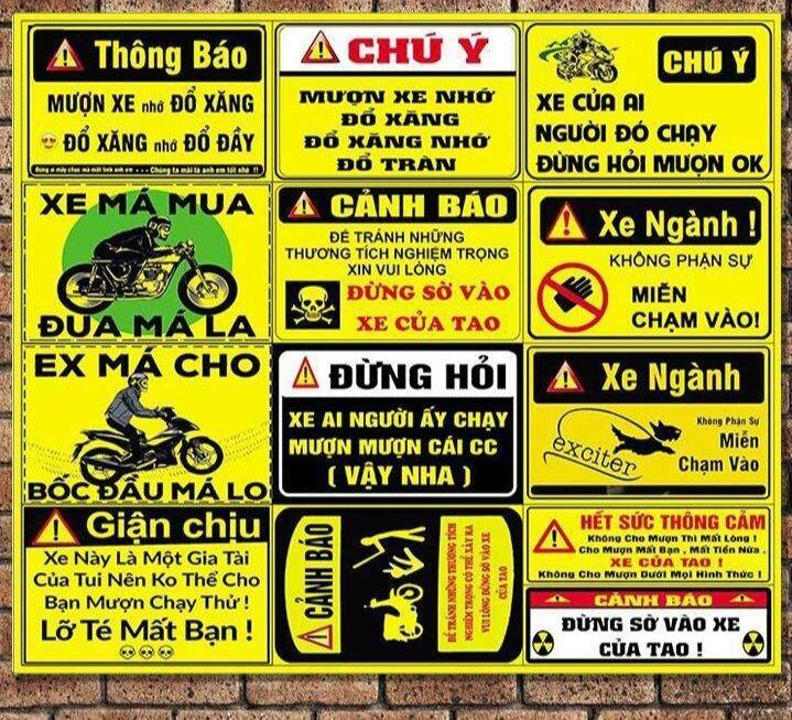 BỘ 15 hình TEM CẢNH BÁO dán xe