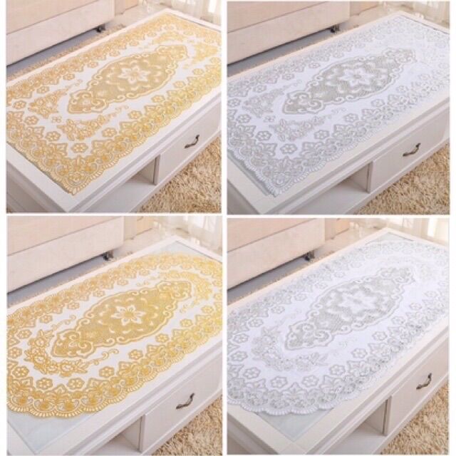 khăn trải bàn dập hoa nổi Vàng 50cm x 110cm