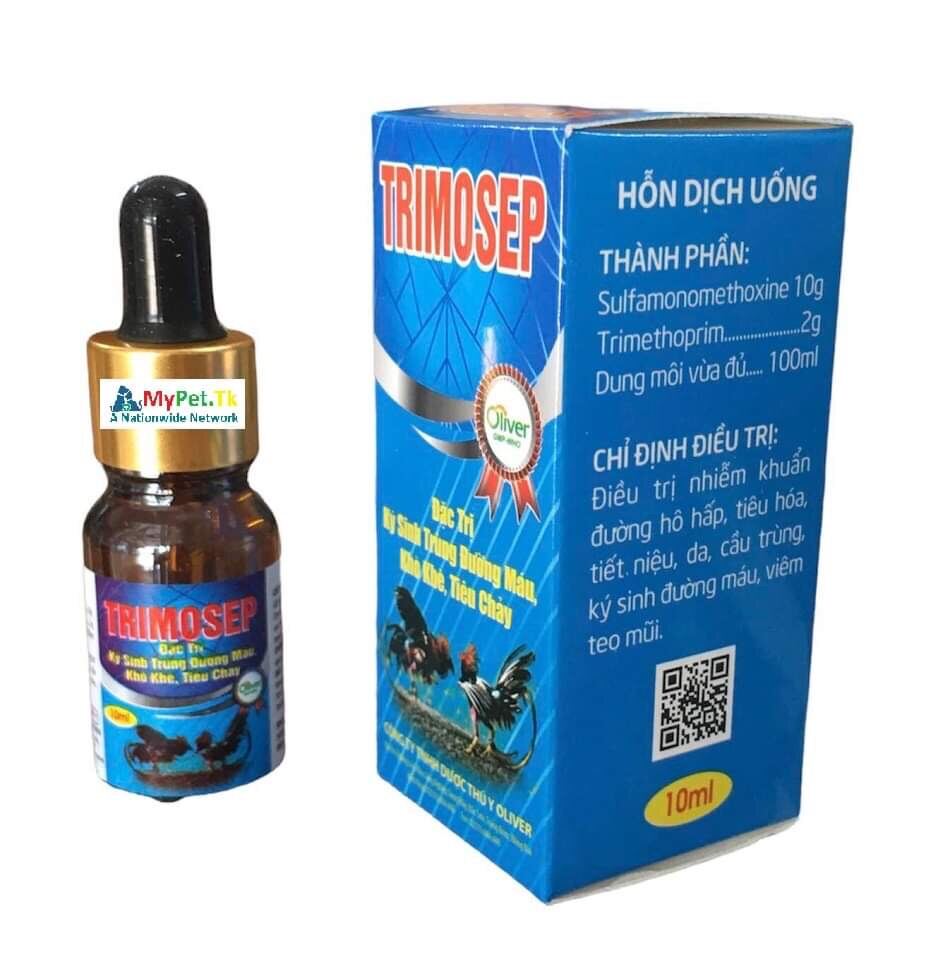 Trimosep - Đặc tr ị ký sinh trùng đường máu, cầu trùng, bệnh đầu đen, viêm teo mũi 10ML