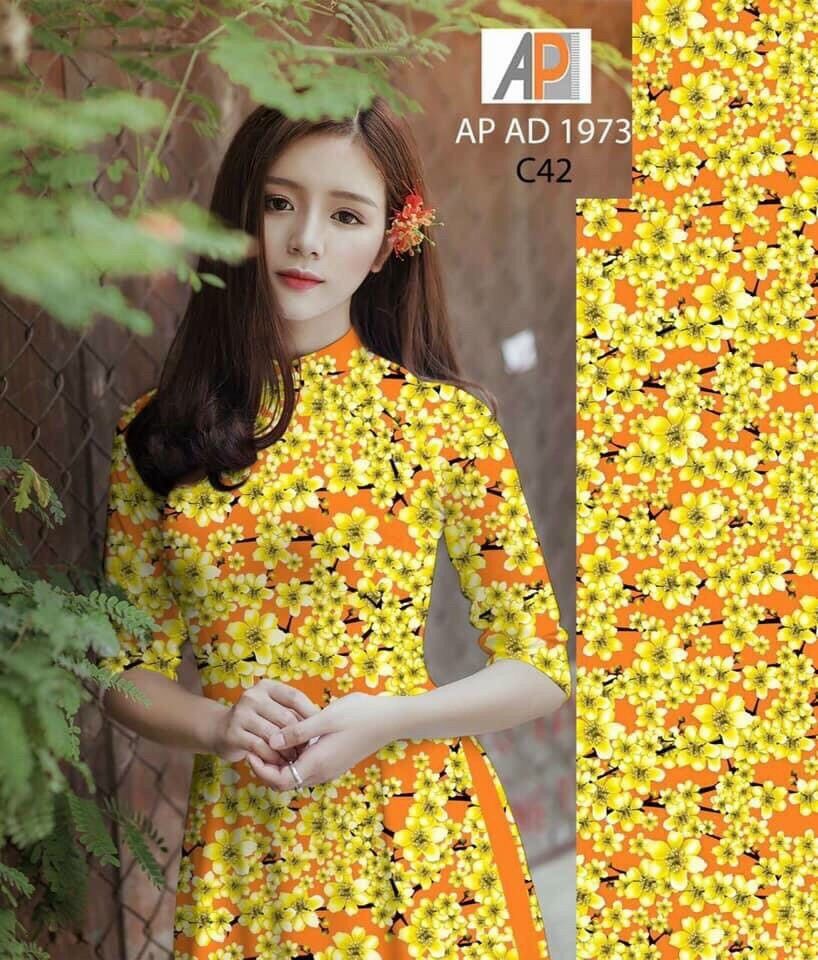 Vải áo dài in hoa đều thân áo